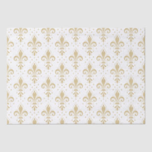 Gouden fleur-de-lis naadloos patroon op wit tissuepapier