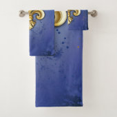Gouden Fleur de Lis op Blauw Bad Handdoek (Insitu)
