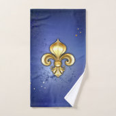 Gouden Fleur de Lis op Blauw Bad Handdoek (Handdoek)
