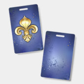 Gouden Fleur de Lis op Blauw Badge (Voor- en achterkant)