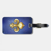 Gouden Fleur de Lis op Blauw Bagagelabel (Achterkant horizontaal)