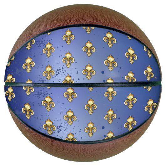Gouden Fleur de Lis op Blauw Basketbal (Voorkant)
