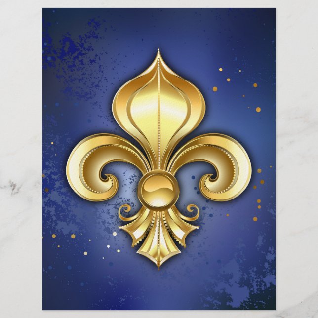 Gouden Fleur de Lis op Blauw Briefhoofd (Voorkant)