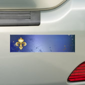 Gouden Fleur de Lis op Blauw Bumpersticker (Op auto)