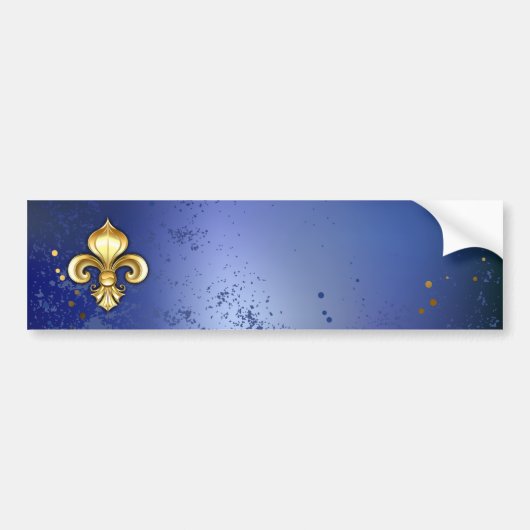 Gouden Fleur de Lis op Blauw Bumpersticker (Voorkant)