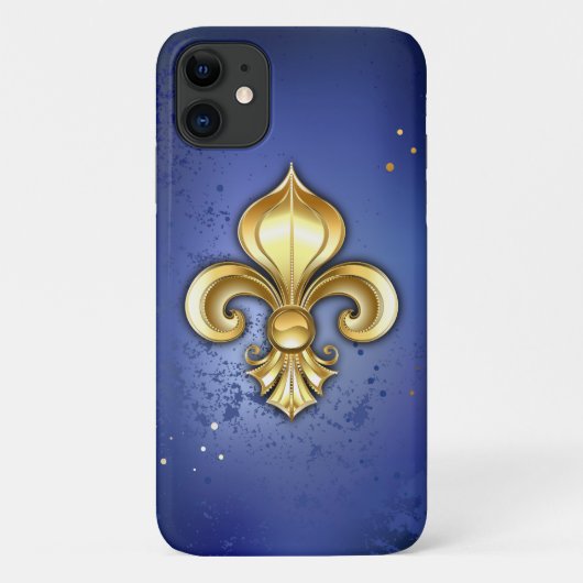 Gouden Fleur de Lis op Blauw Case-Mate iPhone Case (Achterkant)