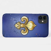 Gouden Fleur de Lis op Blauw Case-Mate iPhone Case (Achterkant (horizontaal))