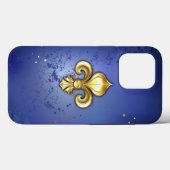 Gouden Fleur de Lis op Blauw Case-Mate iPhone Case (Achterkant (horizontaal))