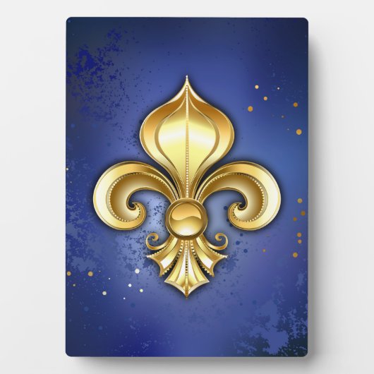 Gouden Fleur de Lis op Blauw Fotoplaat (voorkant)