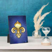 Gouden Fleur de Lis op Blauw Fotoplaat (Zijkant)
