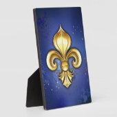 Gouden Fleur de Lis op Blauw Fotoplaat (Zijkant)