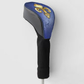 Gouden Fleur de Lis op Blauw Golfheadcover (Schuin)