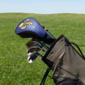 Gouden Fleur de Lis op Blauw Golfheadcover (Insitu)