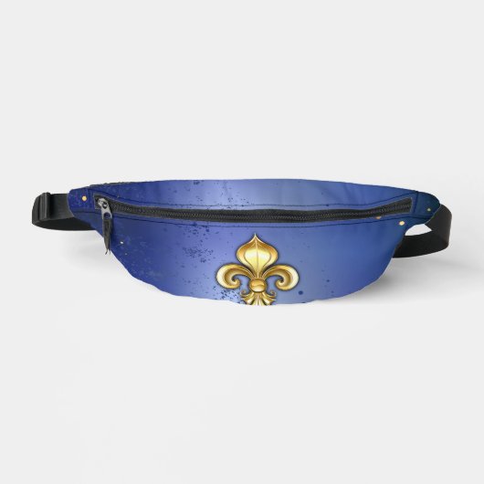 Gouden Fleur de Lis op Blauw Heuptasje (Voorkant)