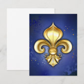 Gouden Fleur de Lis op Blauw Informatiekaartje (Voorkant / Achterkant)