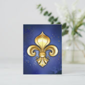 Gouden Fleur de Lis op Blauw Informatiekaartje (Staand voorkant)