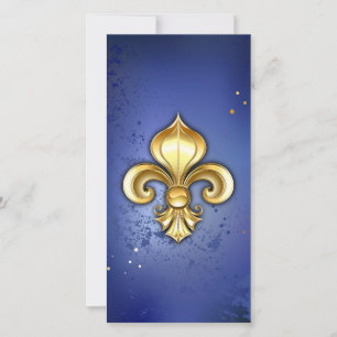 Gouden Fleur de Lis op Blauw Kaart