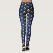 Gouden Fleur de Lis op Blauw Leggings (Achterkant)