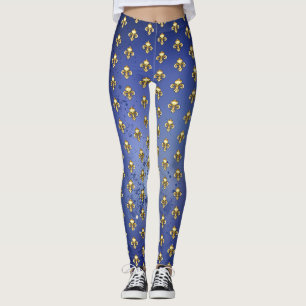 Gouden Fleur de Lis op Blauw Leggings