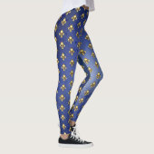 Gouden Fleur de Lis op Blauw Leggings (Rechts)