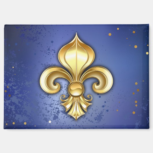 Gouden Fleur de Lis op Blauw Magneet (Voorkant)