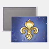 Gouden Fleur de Lis op Blauw Magneet (Voorkant / Achterkant)