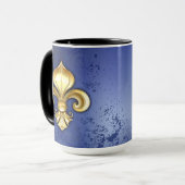 Gouden Fleur de Lis op Blauw Mok (Voorkant links)