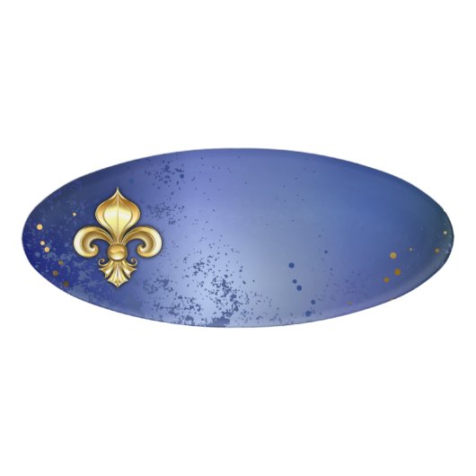 Gouden Fleur de Lis op Blauw Naambadge (Voorkant)