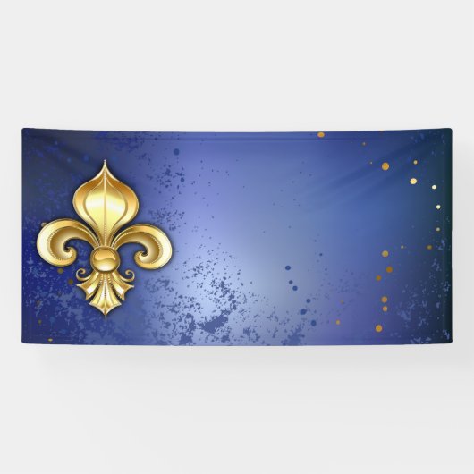 Gouden Fleur de Lis op Blauw Spandoek (Horizontaal)