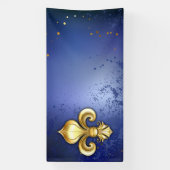 Gouden Fleur de Lis op Blauw Spandoek (Verticaal)