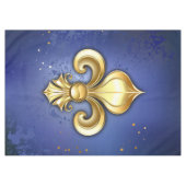 Gouden Fleur de Lis op Blauw Tafelkleed (Voorkant (Horizontaal))