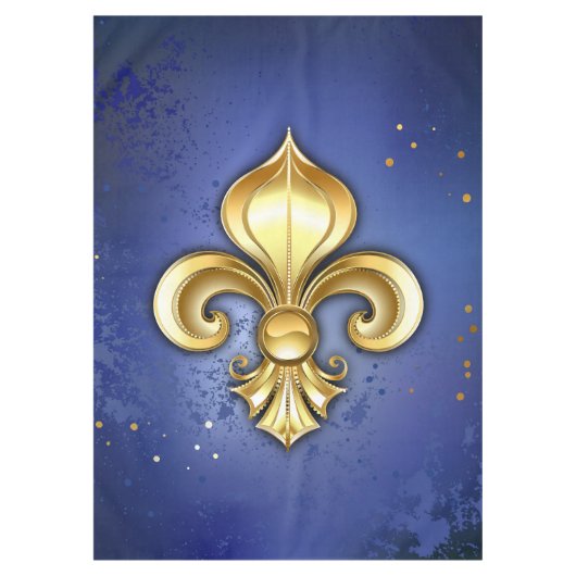 Gouden Fleur de Lis op Blauw Tafelkleed (Voorkant)