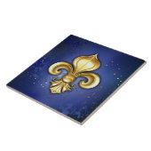 Gouden Fleur de Lis op Blauw Tegeltje (Zijkant)
