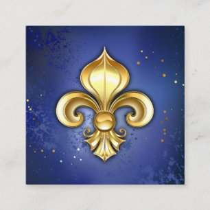 Gouden Fleur de Lis op Blauw Vierkante Visitekaartje