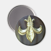 Gouden Fleur de lis op Bruin Magneet (Voorkant / Achterkant)