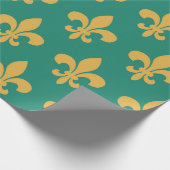 Gouden Fleur-de-Lis op Emerald Green Cadeaupapier (Hoek)