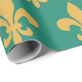 Gouden Fleur-de-Lis op Emerald Green Cadeaupapier (Rol Hoek)