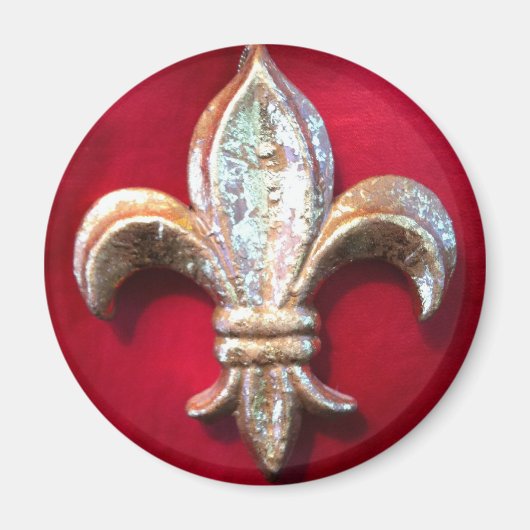 Gouden Fleur de lis op rood Magneet (Voorkant)