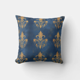 Gouden Fleur-de-Lis op Royal Blue Kussen