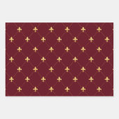 Gouden Fleur-de-Lis op Wijnrood Inpakpapier Vel (Voorkant)