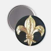 GOUDEN FLEUR DE LIS OP ZWART MAGNEET (Voorkant / Achterkant)
