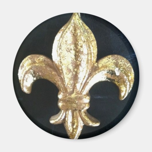 GOUDEN FLEUR DE LIS OP ZWART MAGNEET (Voorkant)