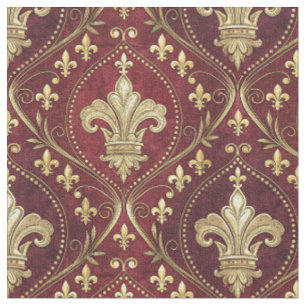 Gouden Fleur-de-lis Rode Fluwelen Koninklijk Ontwe Stof