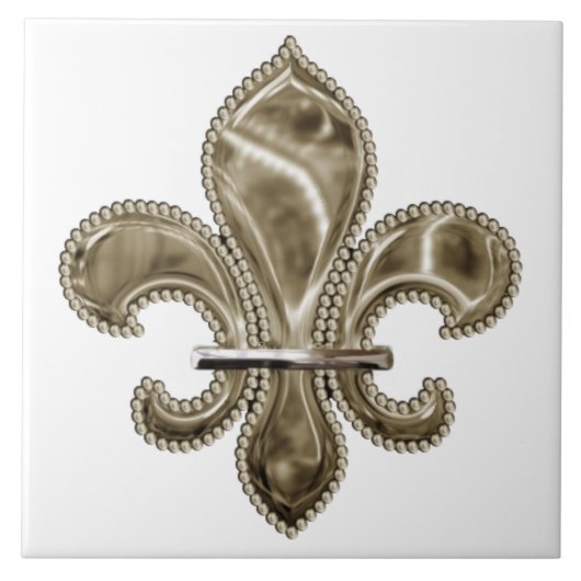 Gouden Fleur de Lis Vierkante Keramische Tegel 6 i Tegeltje (Voorkant)