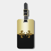 Gouden Fleur-de-lis zwarte gouden aangepaste monog Bagagelabel (Voorkant verticaal)
