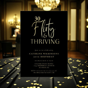 Gouden Flirty Thriving 30e Verjaardag Folie Uitnod Uitnodiging