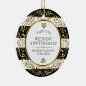 Gouden flora cirkel 50ste trouwdag keramisch ornament (Rechts)