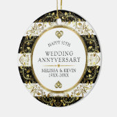 Gouden flora cirkel 50ste trouwdag keramisch ornament (Links)