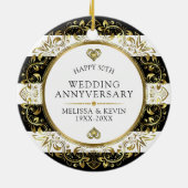 Gouden flora cirkel 50ste trouwdag keramisch ornament (Achterkant)
