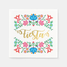 Gouden Floral Fiesta Mexicaanse Folkart servetten